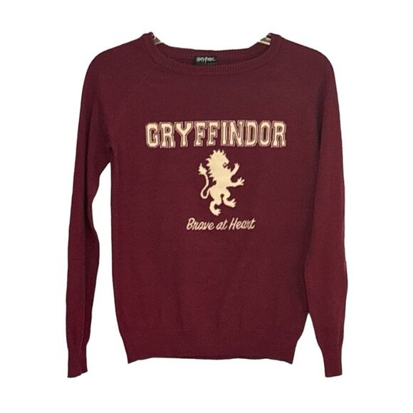 Harry Potter | Women’s Gryffindor Logo Burgundy Pullover Knit Sweater - Picture 1 of 13